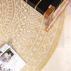 Round Outdoor Rug - Summer Azteca Yellow