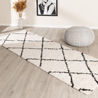 High Pile Runner - Grand Lines Cream/Black
