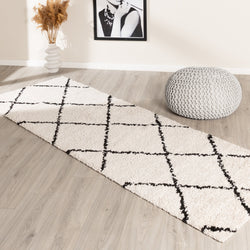 High Pile Runner - Grand Lines Cream/Black