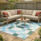 Retro Indoor Outdoor Rug - Pop Cubes Green