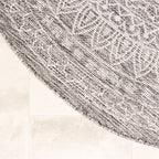 Round Outdoor Rug - Summer Azteca Light Grey