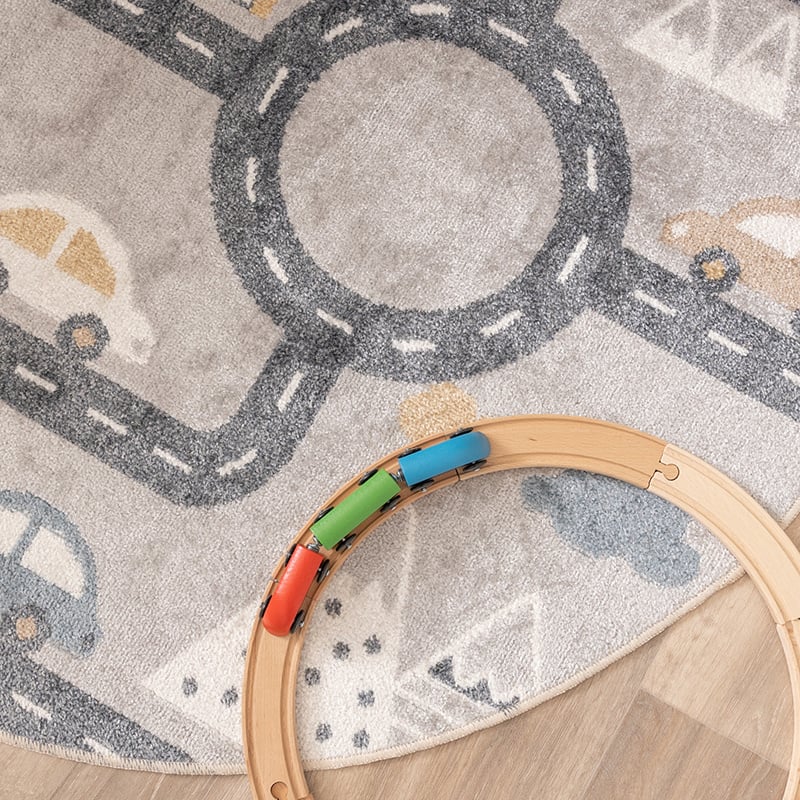 Round Washable Kids Floor Rug - Ravi Road Multicolor