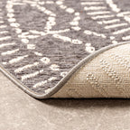 Round Modern Outdoor Rug - Porto Aztec Light Gray