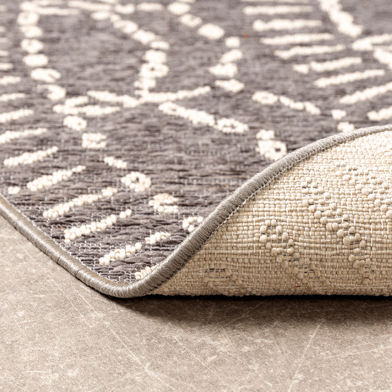 Round Modern Outdoor Rug - Porto Aztec Light Gray