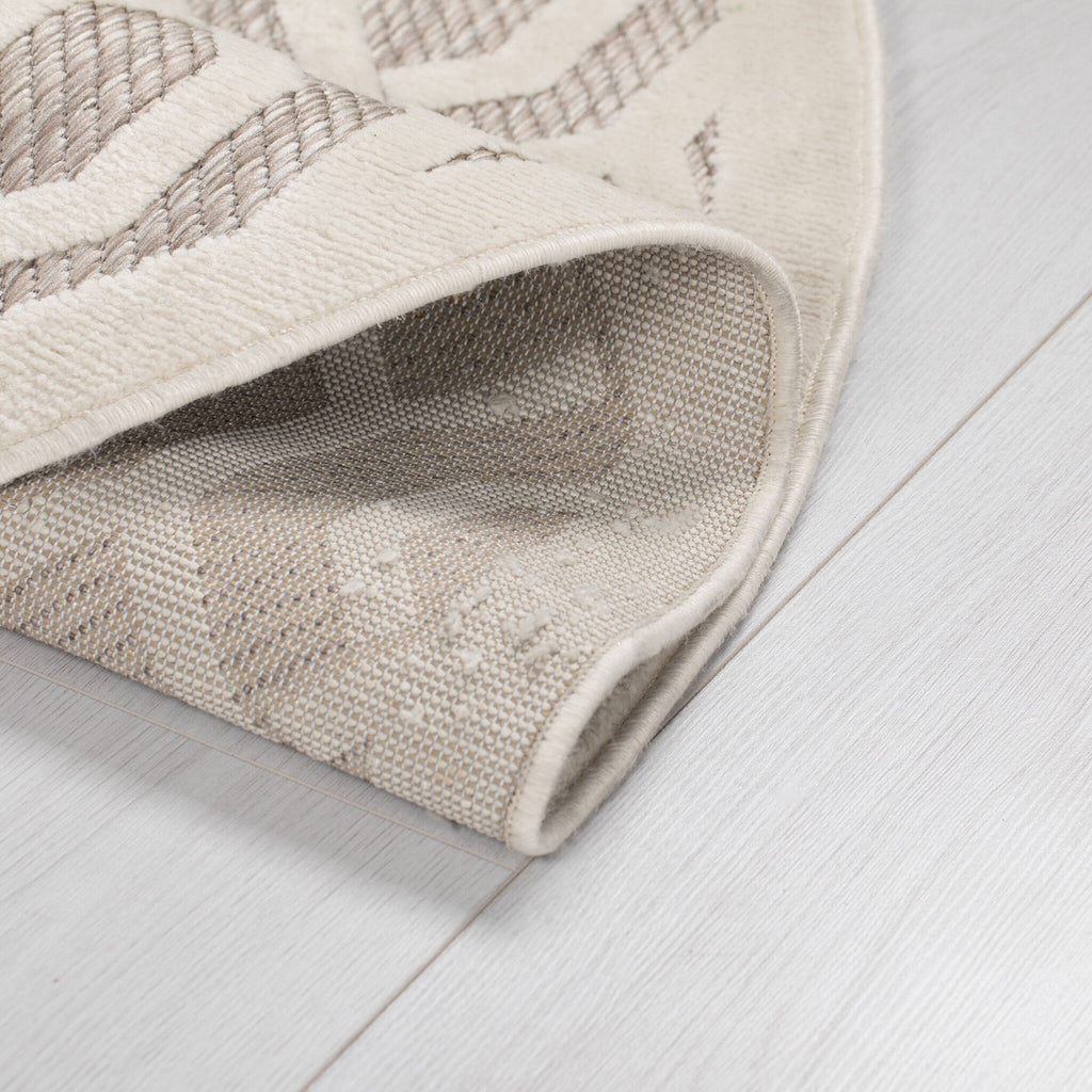 Round outdoor rug - Piatto Mataro Cream/White