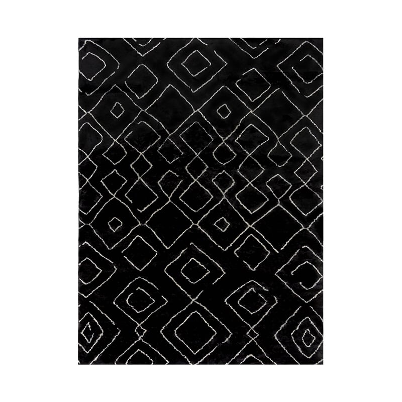Berber floor rug - Furo Imran Black/Cream