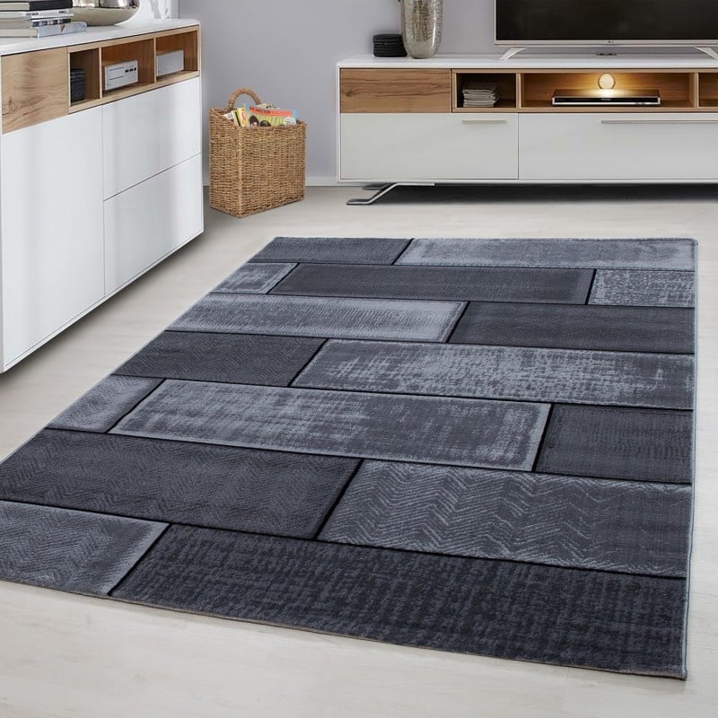 Modern floor rug - Plus Black 8007