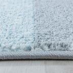 Retro Floor Rug - Stencil Rectangles Blue/Grey