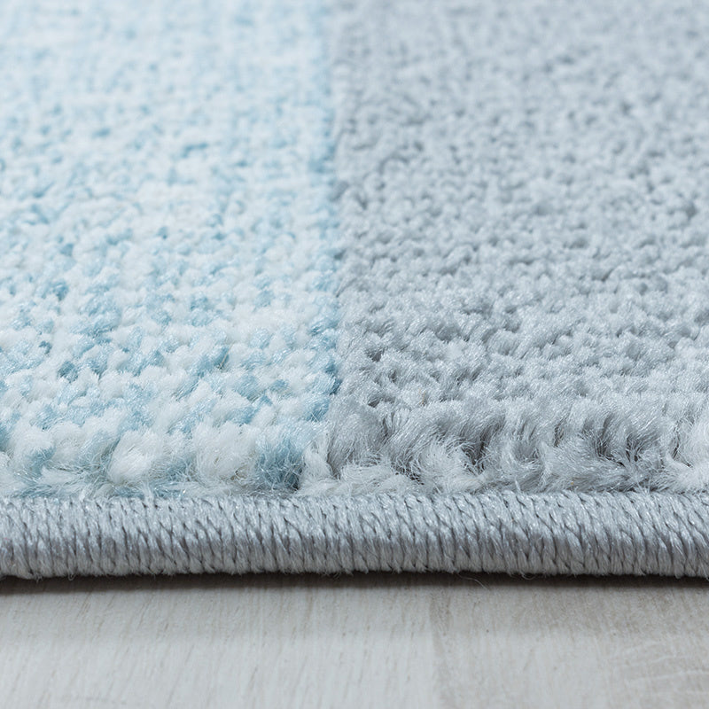 Retro Floor Rug - Stencil Rectangles Blue/Grey