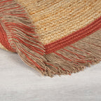 Round jute floor rug - Kahano Natural/Terracotta