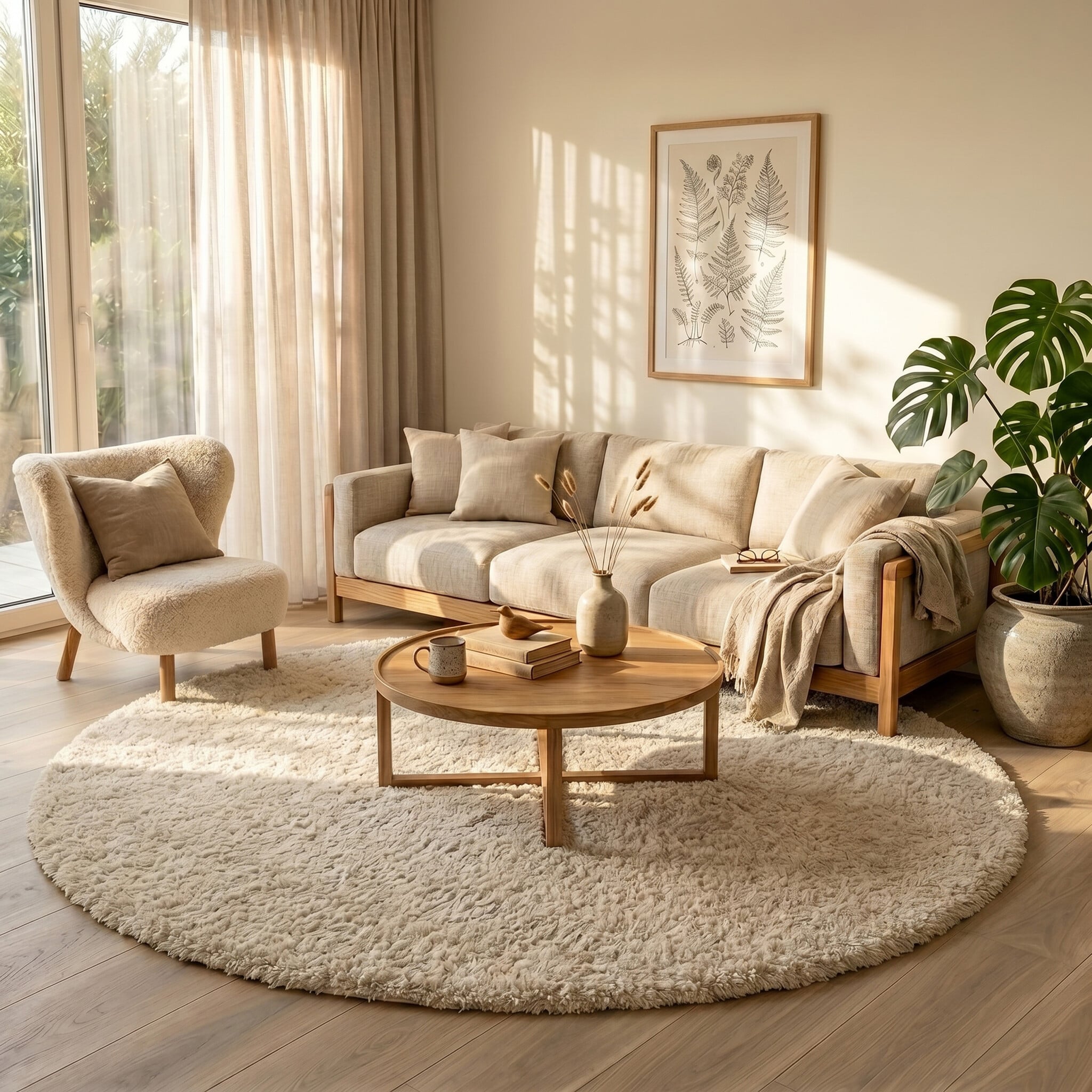 Round Shaggy Rug - Blaze Beige