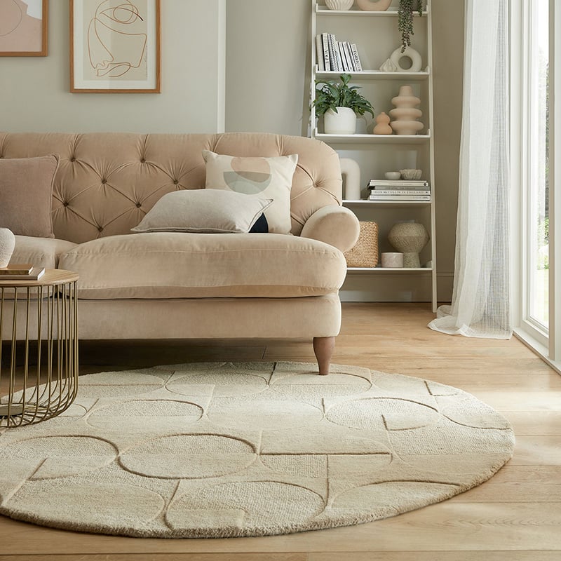 Round modern floor rug - Mozo Gigi Beige/Cream