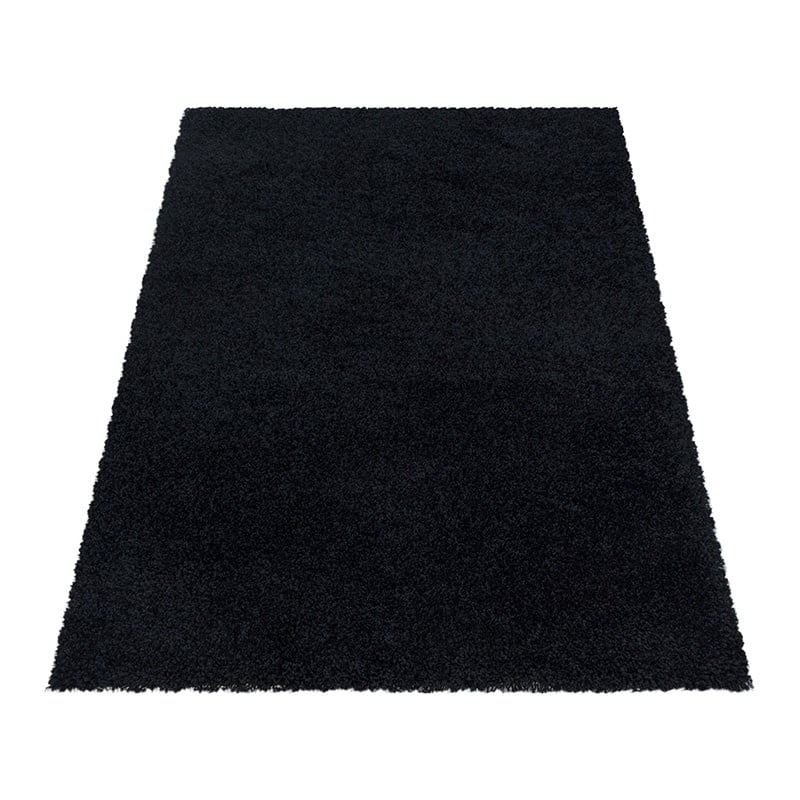 High-pile floor rug - Softy Black