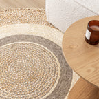 Round Jute Rug - Mirai Border White/Blend