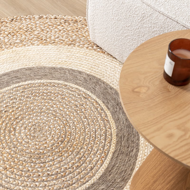 Round Jute Rug - Mirai Border White/Blend