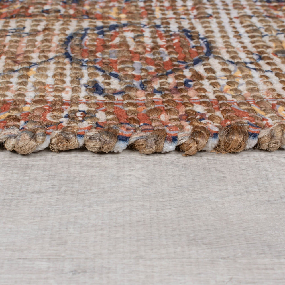 Jute floor rug - Mauro Vintage Brown/Blue