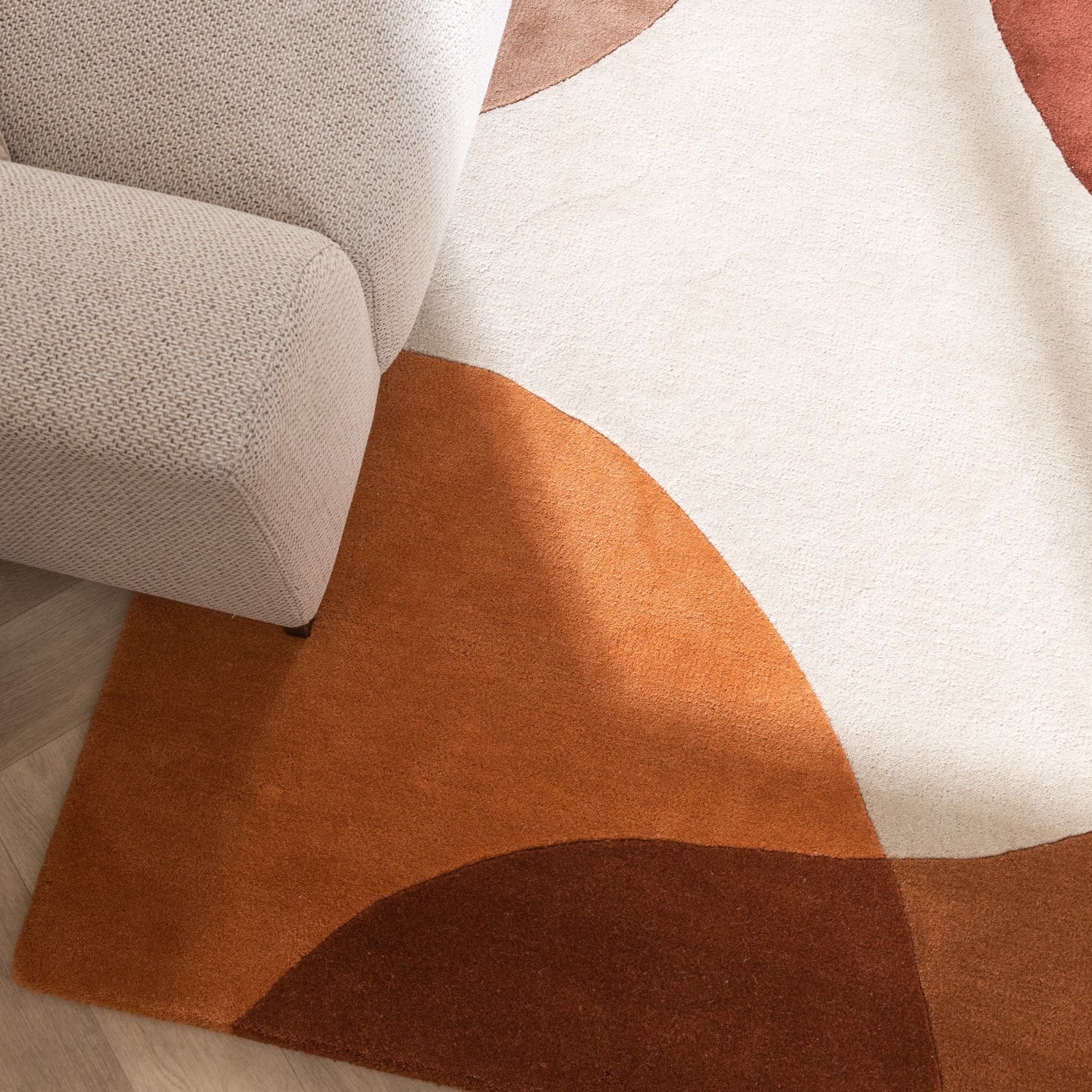 Wool Abstract Rug - Clarice Terracotta