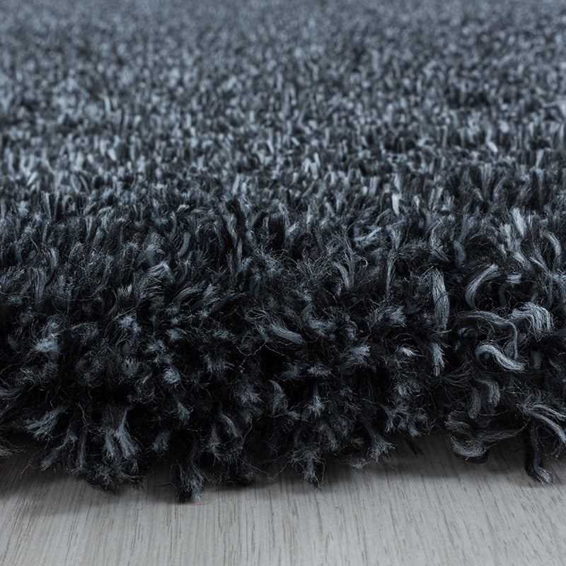 Round High-Pile Floor Rug - Fuzzy Anthracite