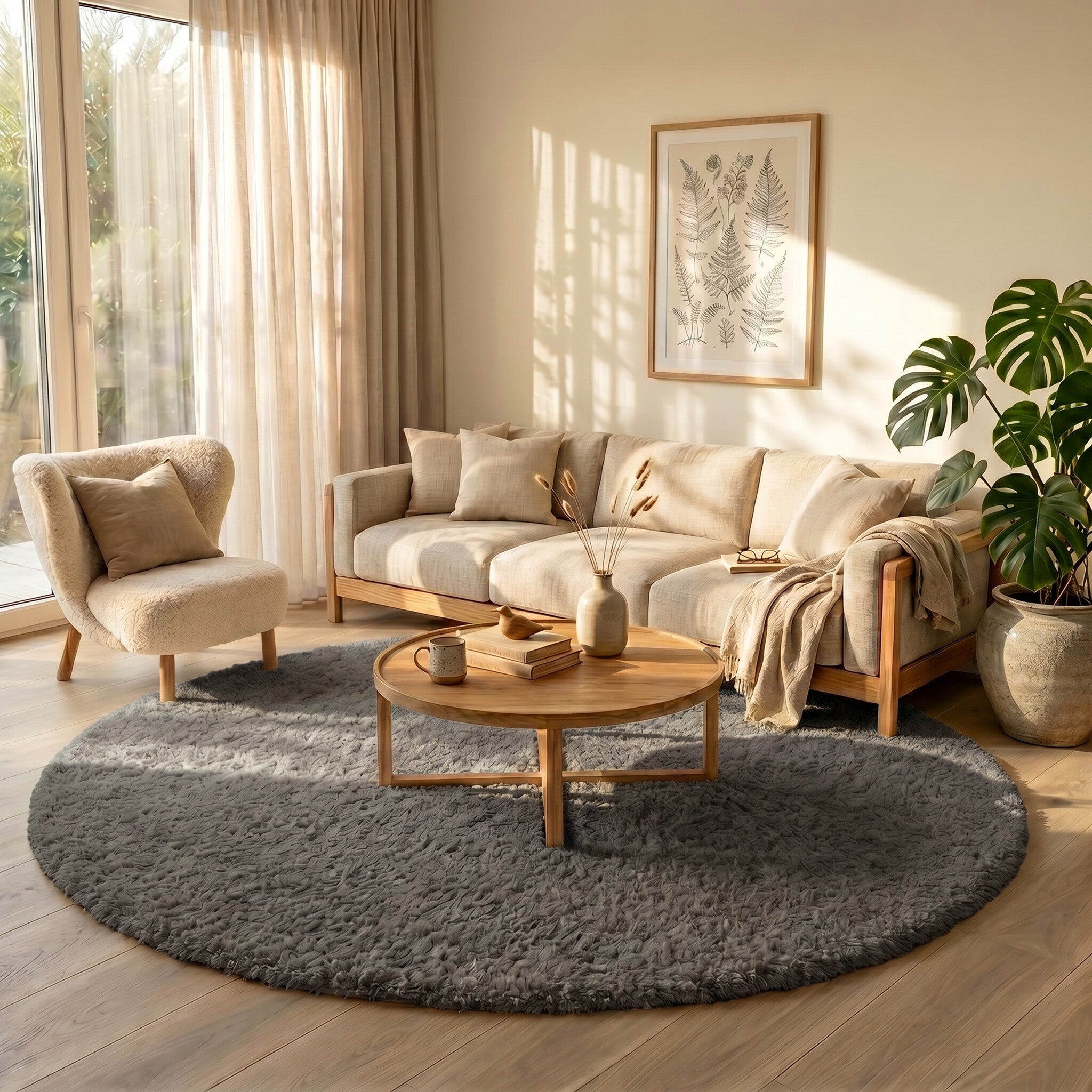 Round Shaggy Rug - Blaze Grey