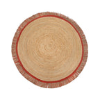 Round jute floor rug - Kahano Natural/Terracotta