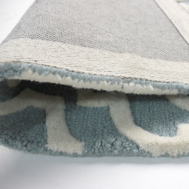 Wool floor rug - Morino Nador Blue/White