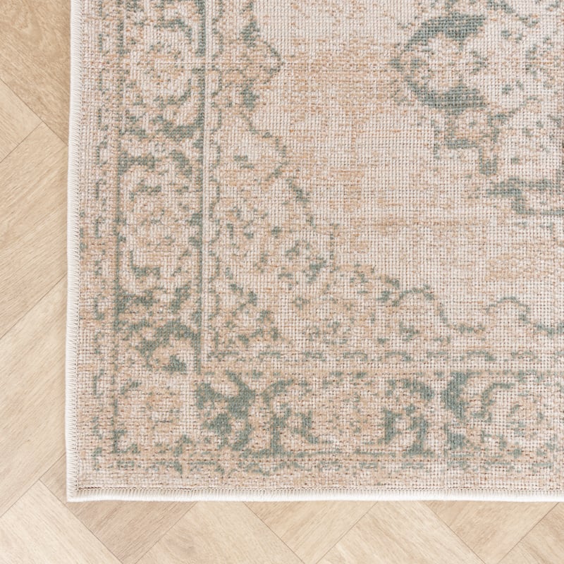Vintage Runner Rug - Spring Medallion Cream/Green