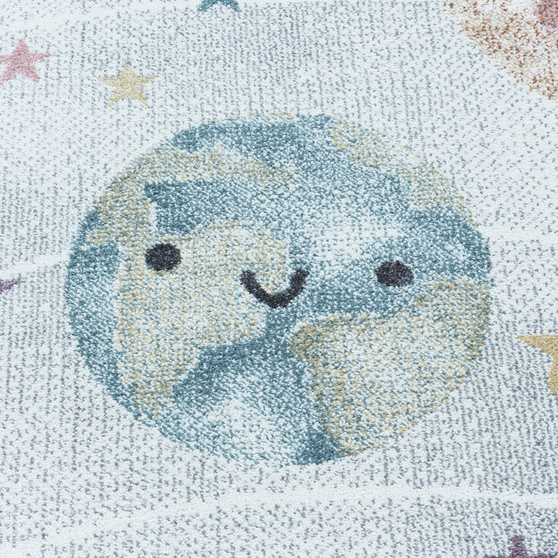 Children's Floor Rug - Fleurtje Planets White