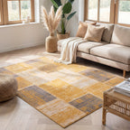 Patchwork Rug - Spring Ochre Yellow/Taupe