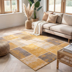 Patchwork Rug - Spring Ochre Yellow/Taupe