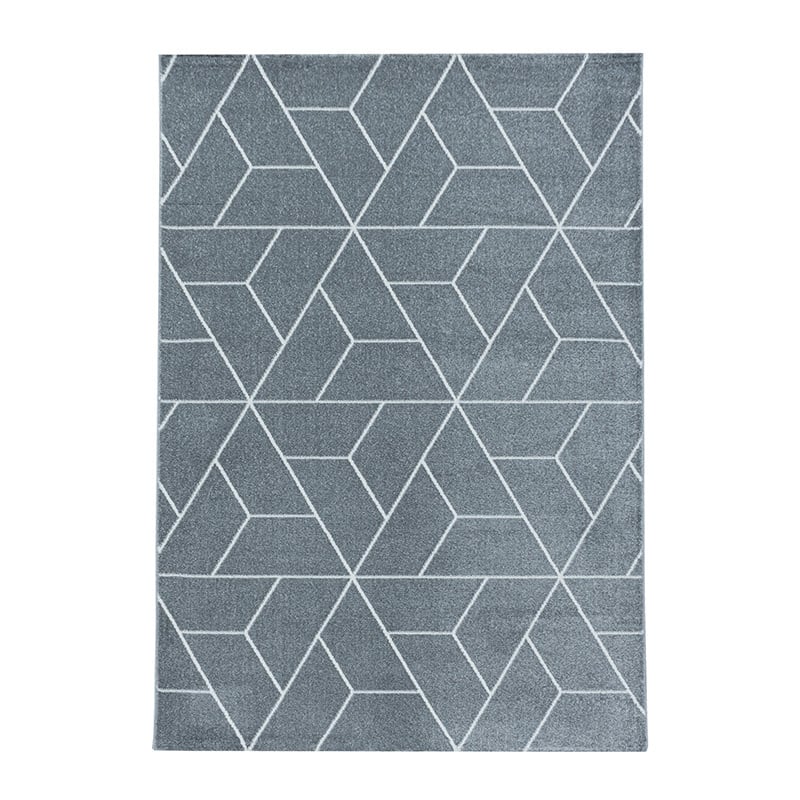 Retro Floor Rug - Stencil Triangle Grey/White