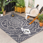 Modern Outdoor Rug - Porto Aztec Gray/Blue