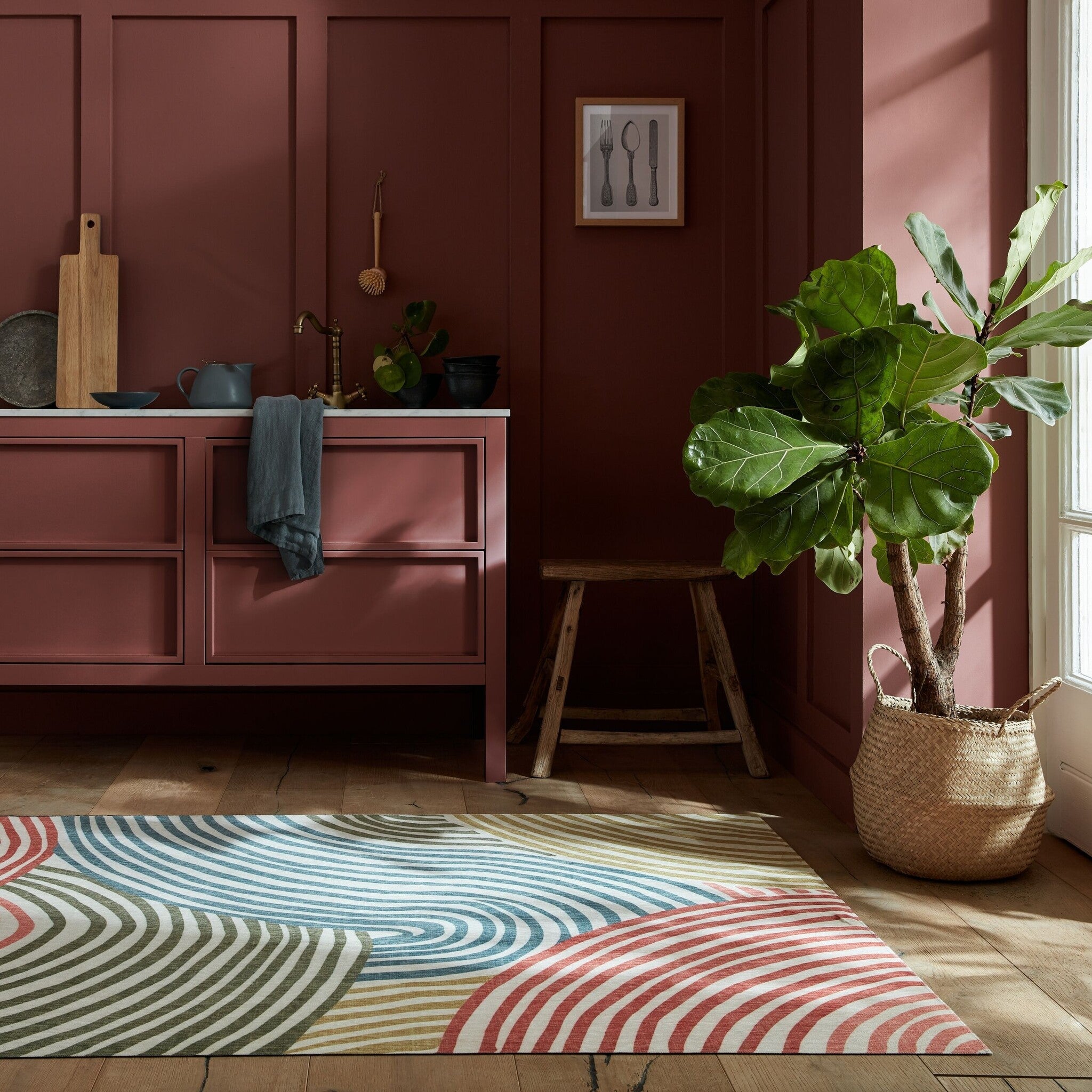 Washable Floor Rug - Fabio Swirl Multicolor