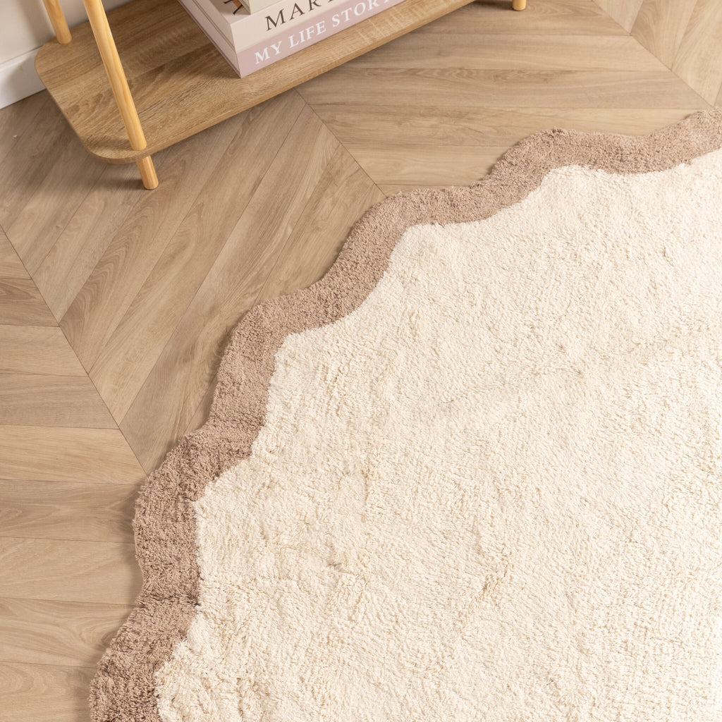 Round Washable Rug – Hazy Beige/Cream