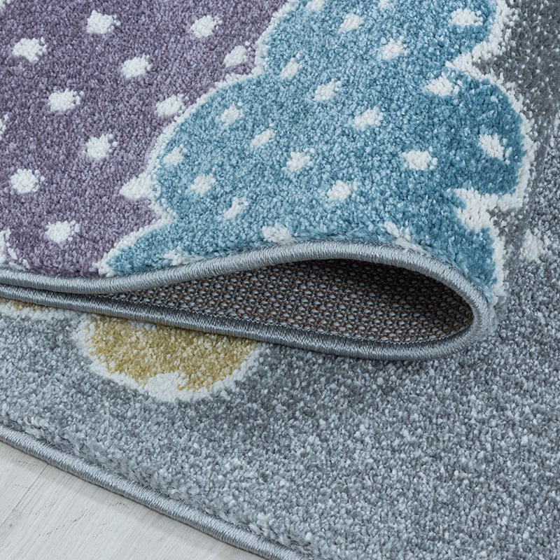 Round Children's Floor Rug - Lucy Clouds Gray