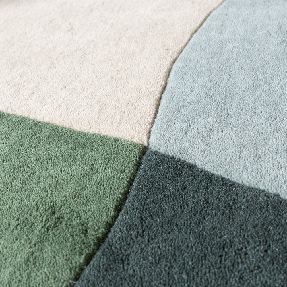 Wool Abstract Rug - Clarice Olive Green/Mint