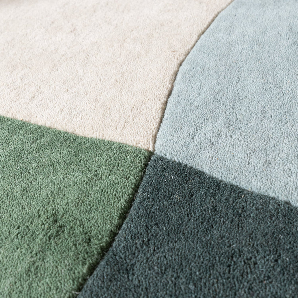 Wool Abstract Rug - Clarice Olive Green/Mint