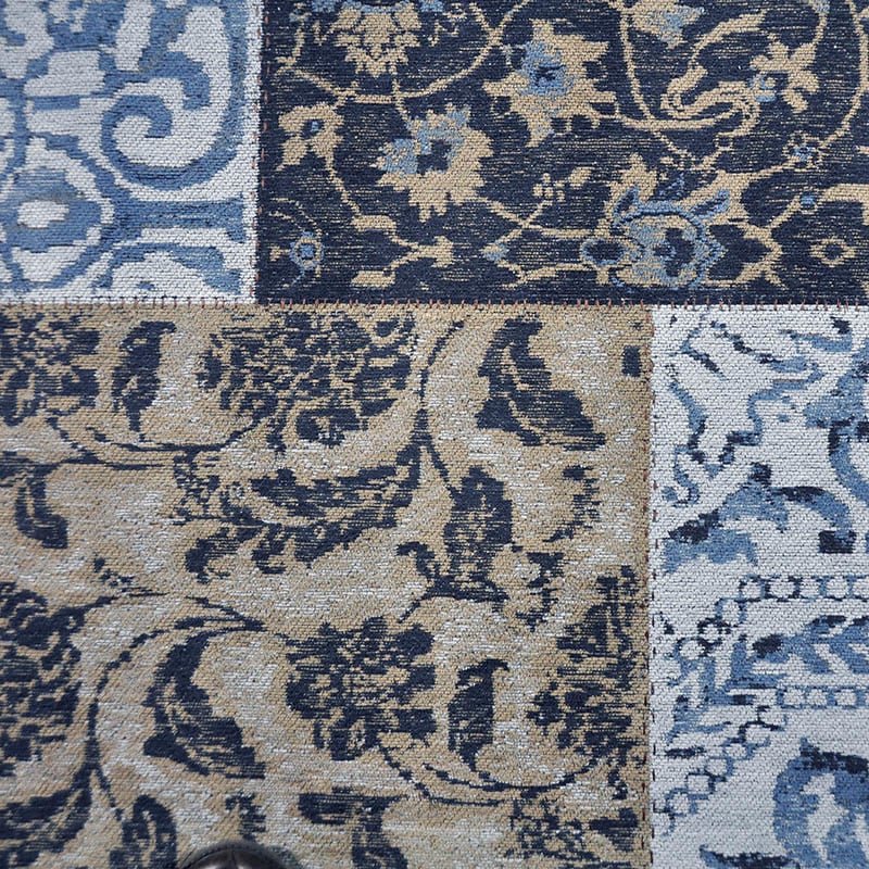 Patchwork floor rug - Delany Gray/Blue