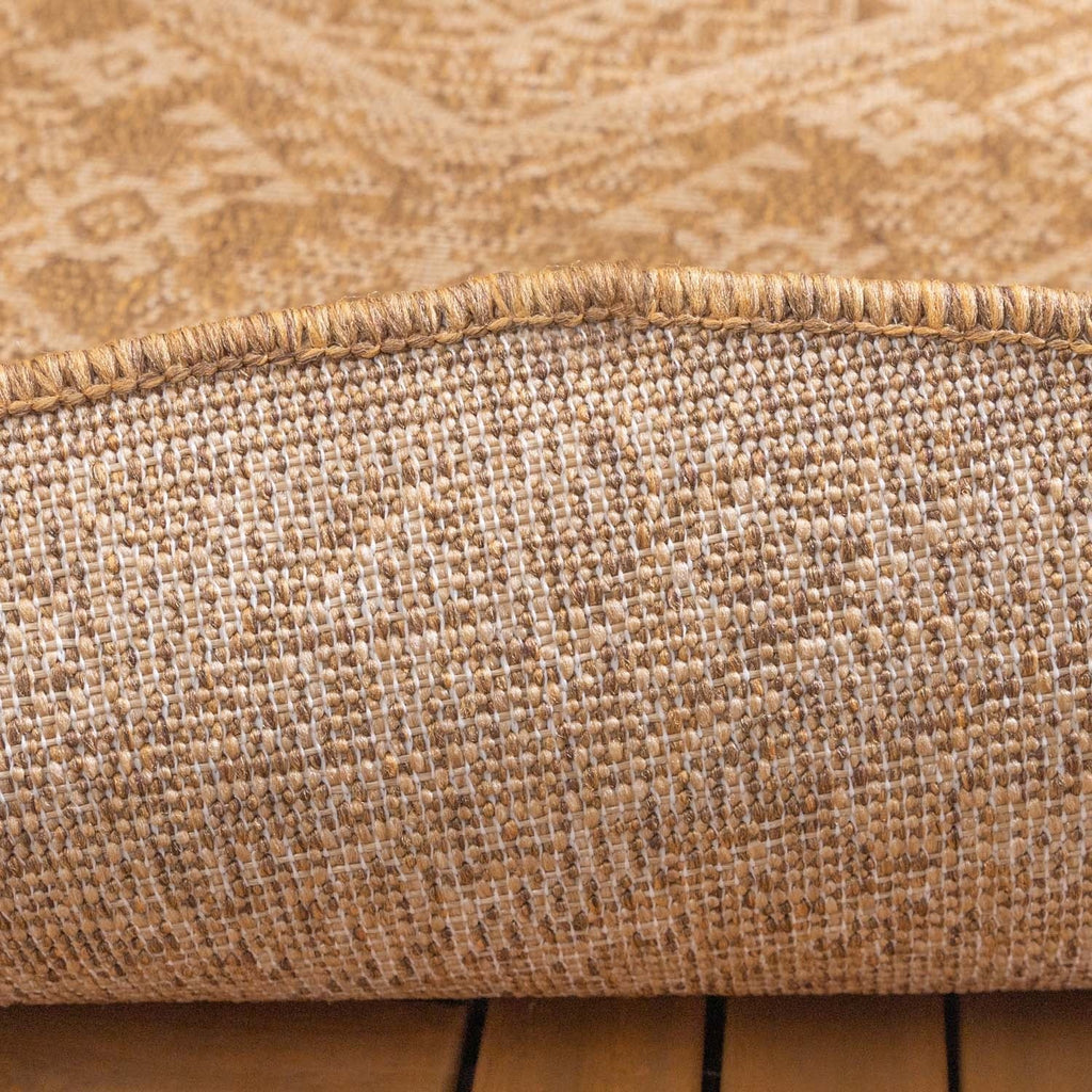 Round Jute Outdoor Rug - Mavi Medallion Brown/Cream