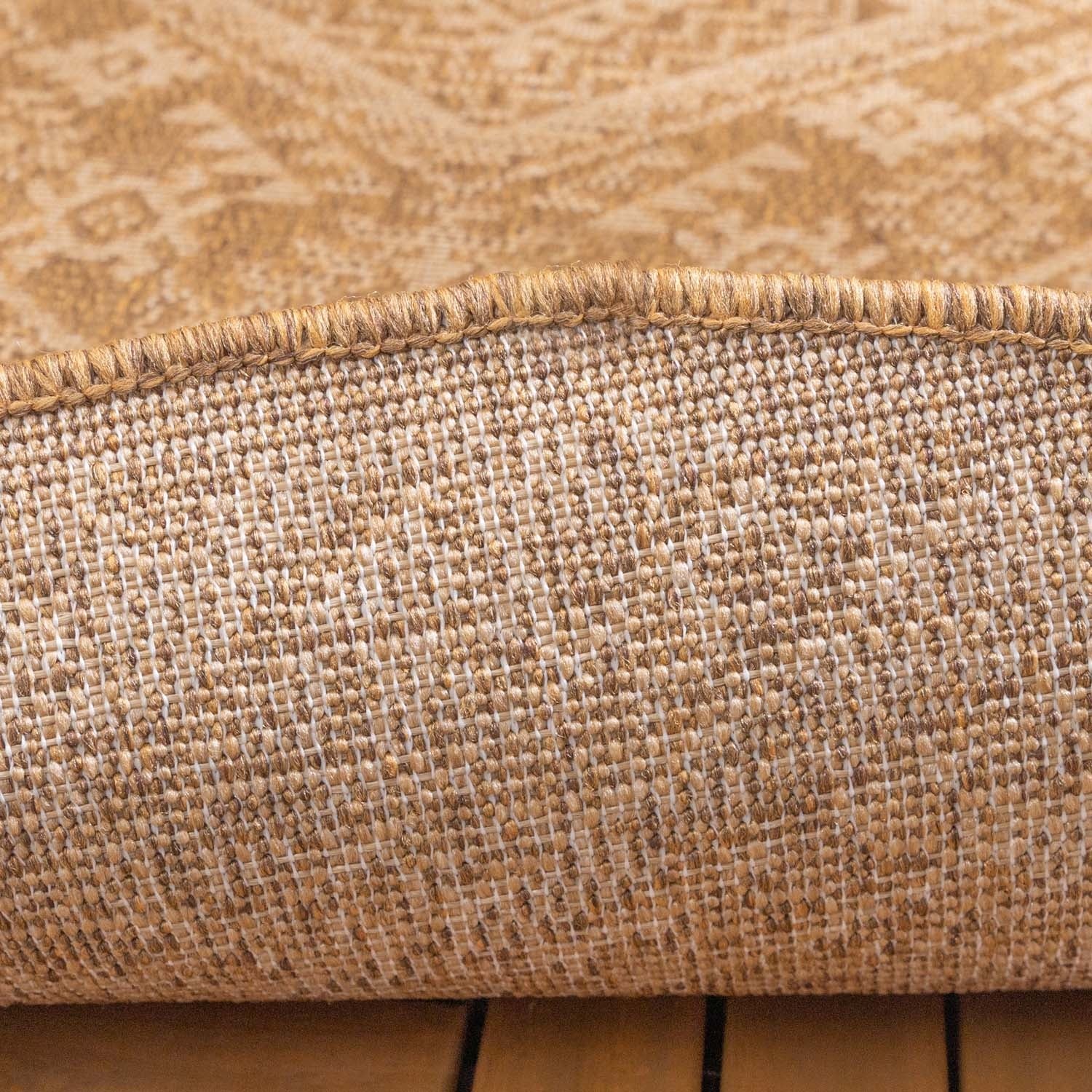 Round Jute Outdoor Rug - Mavi Medallion Brown/Cream