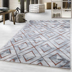 Modern floor rug - Marble Square Grey/Brown