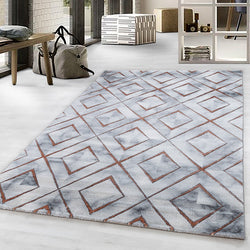 Modern floor rug - Marble Square Grey/Brown