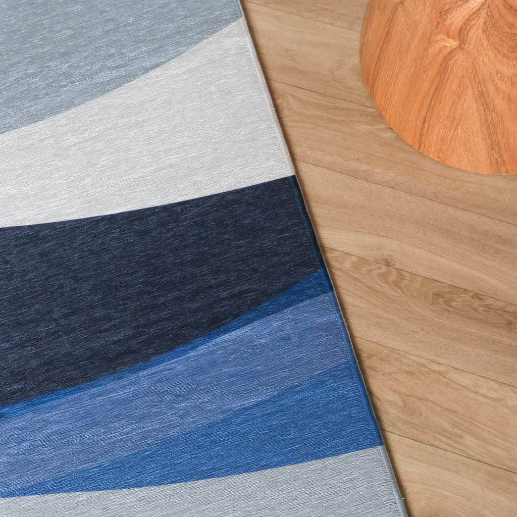 Geometric Rug – Swing Waves Blue