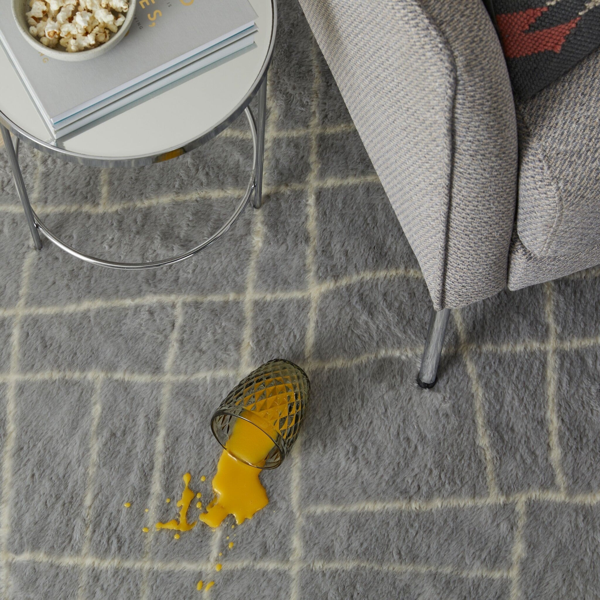 Washable Berber Floor Rug - Furo Alisha Grey/White