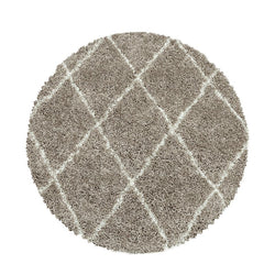 Round Berber Rug - Agadir Lines Beige/Cream