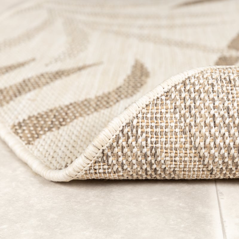 Round Jute Outdoor Rug - Nomad Leaves Cream