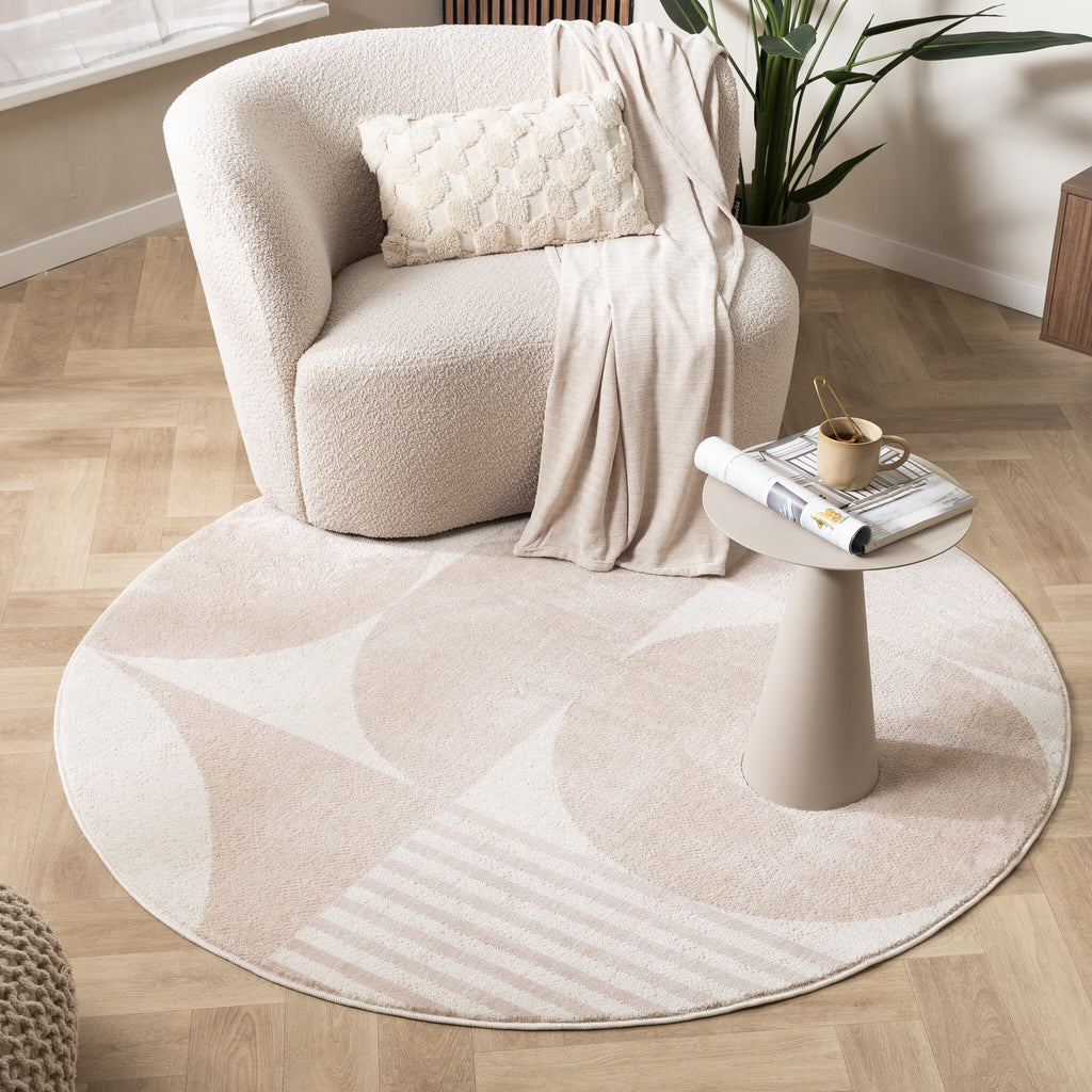 Round Japandi Rug - Aurora Circles Beige