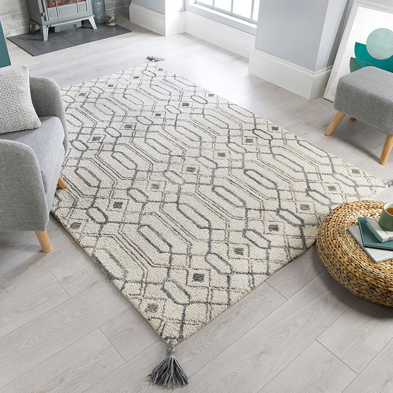 Modern floor rug - Nappo Piedro Cream/Grey