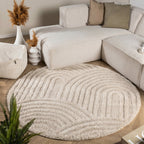 Round Scandinavian rug - Lova Arches Beige