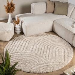 Round Scandinavian rug - Lova Arches Beige