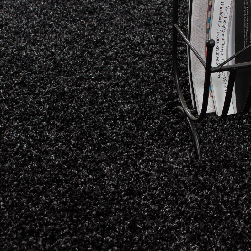 Round high-pile floor rug - Life Anthracite